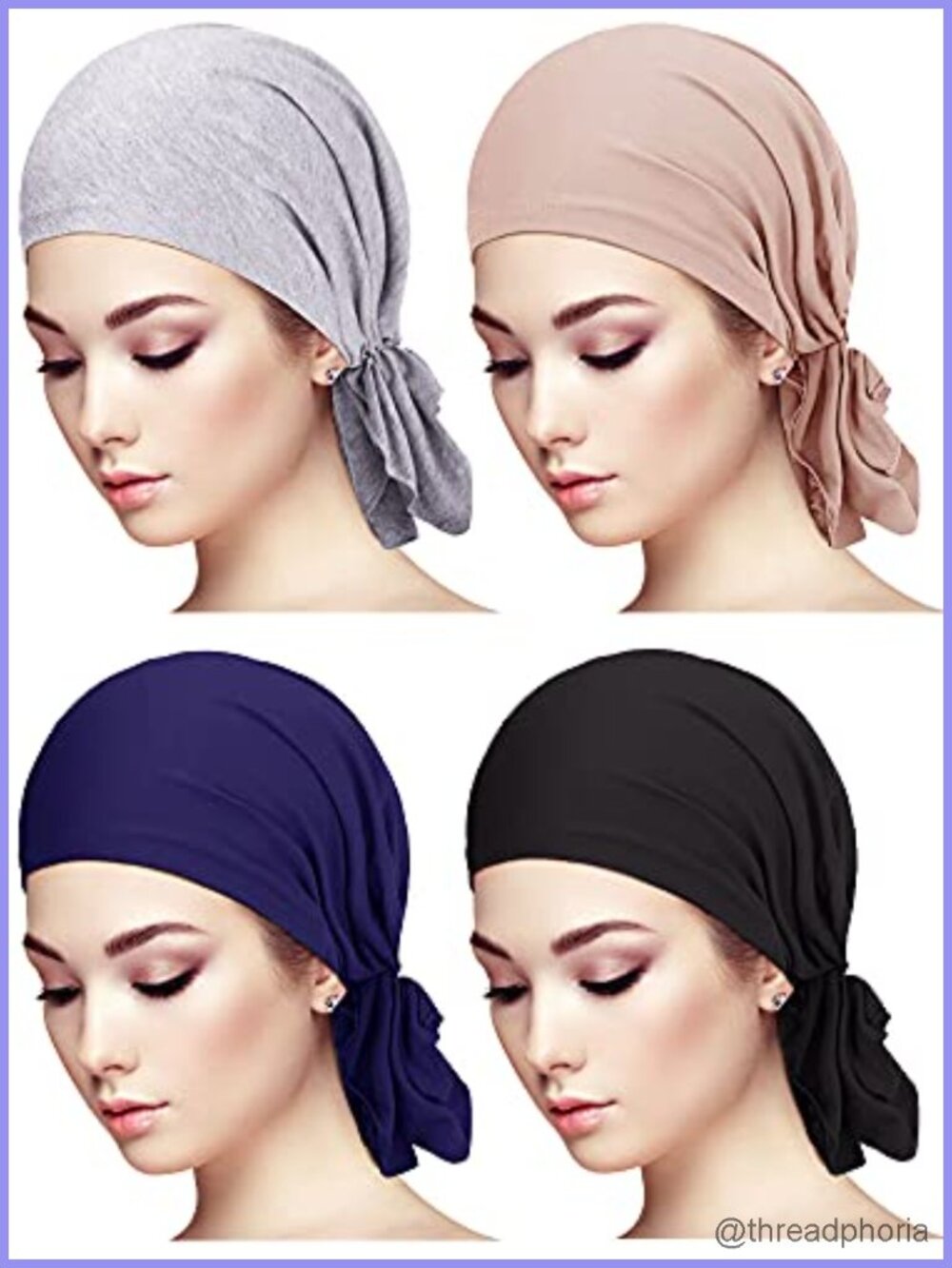 4 Pack Slip On Pre Tied Turban Head Scarves Women Modal Cotton Scarf Wrap
